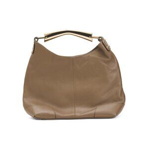 CHEVAL Taupe Made In Italy Leather Hobo With Resin Handle